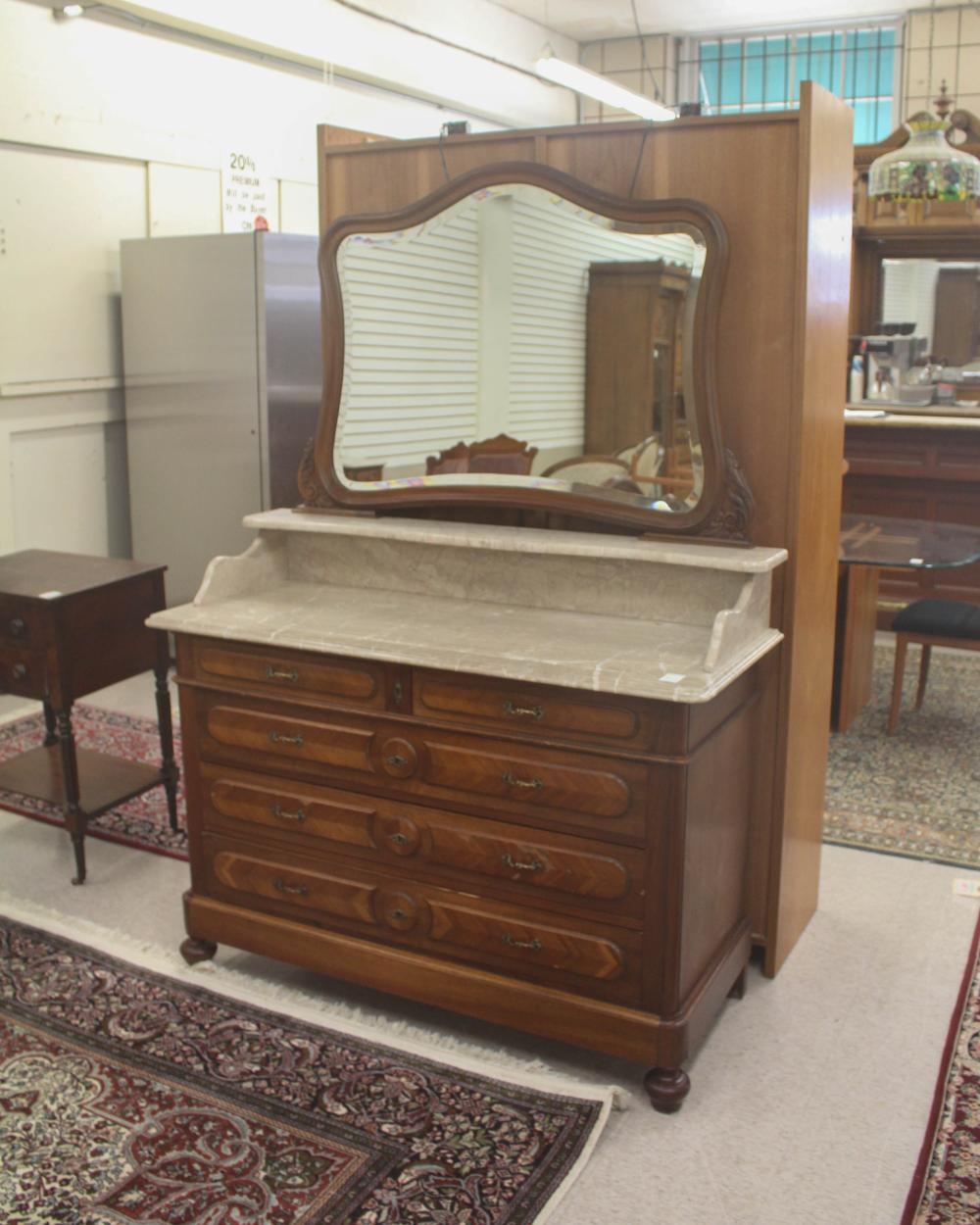 THREE-PIECE LOUIS XV-STYLE WALNUT BEDROOM