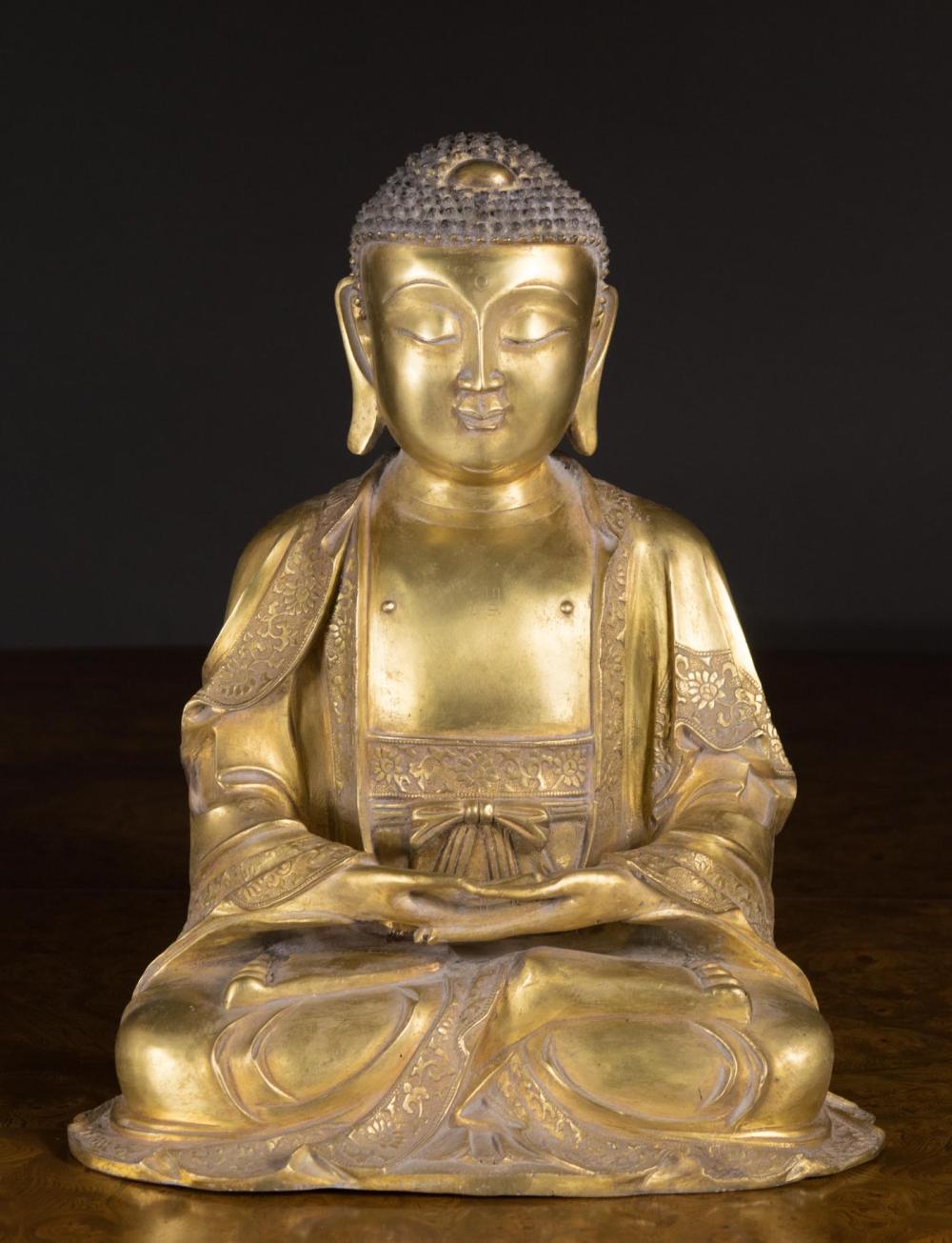 CHINESE GILT BRONZE BUDDHA SCULPTURECHINESE 3416b8