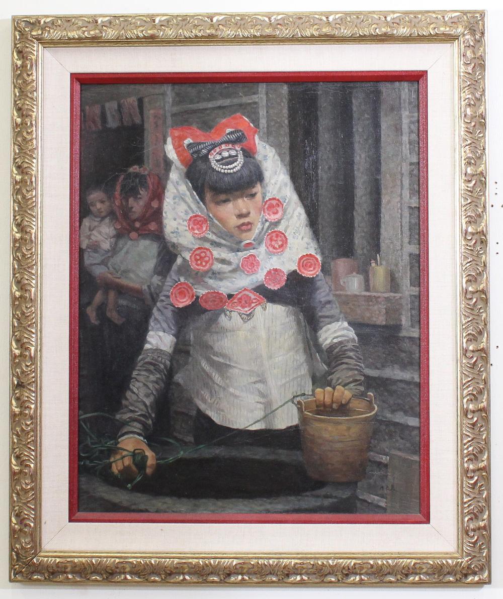 OIL ON CANVAS PORTRAIT OF A CHINESE 34170d