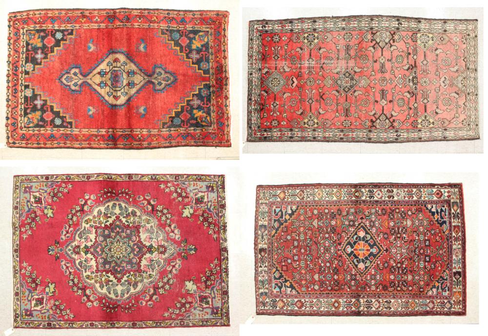 FOUR HAND KNOTTED PERSIAN RED FIELD