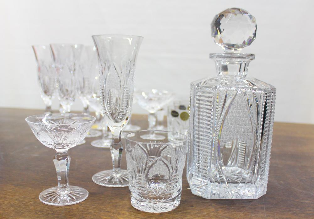 NINETEEN PIECE CZECH CUT CRYSTAL