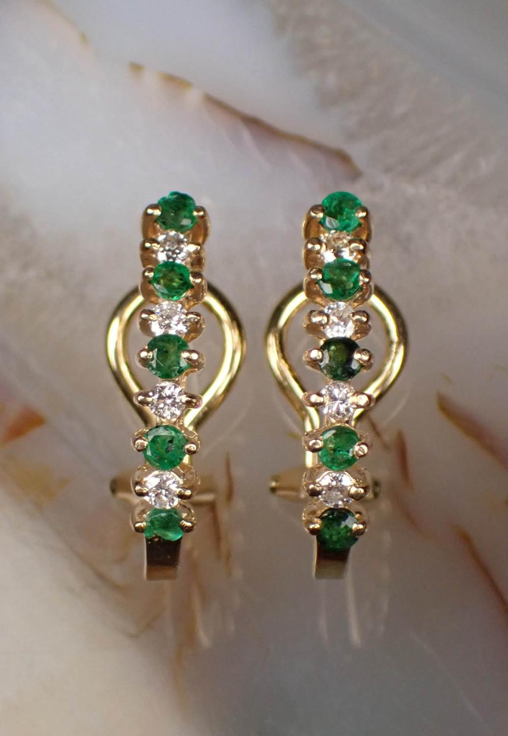 PAIR OF EMERALD AND DIAMOND EARRINGSPAIR 341791