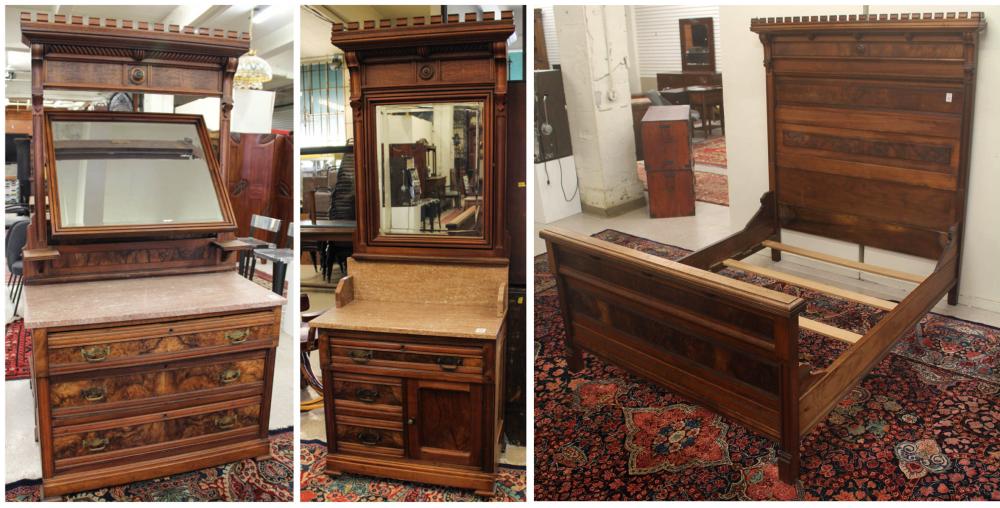 THREE-PIECE VICTORIAN WALNUT BEDROOM