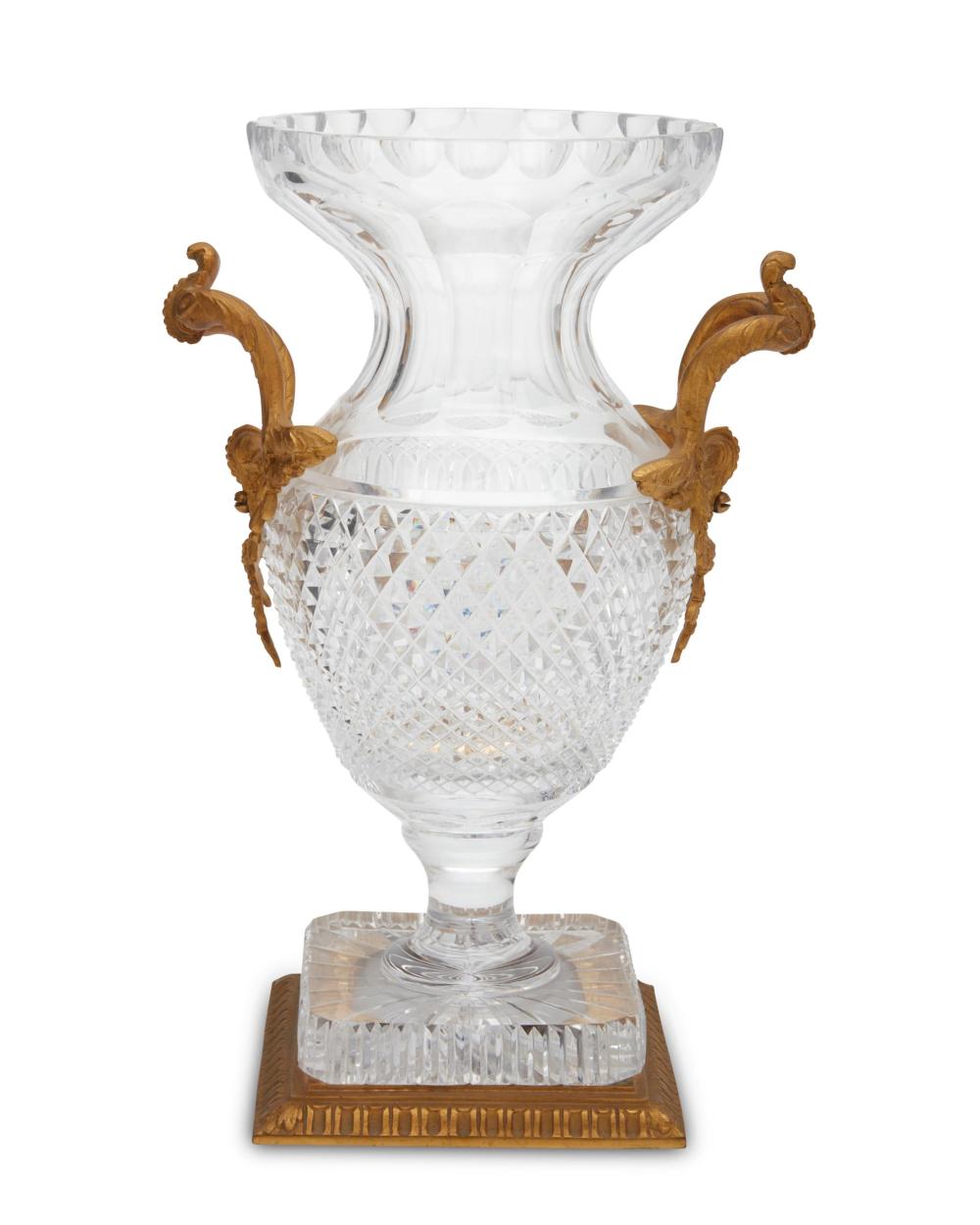 A FRENCH CLEAR CUT GLASS VASE WITH 34402e