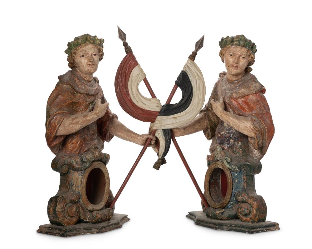 A PAIR OF CARVED WOOD BOHEMIAN