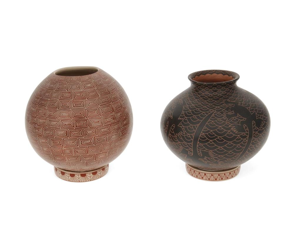 TWO MATA ORTIZ SGRAFFITO POTTERY 34415b