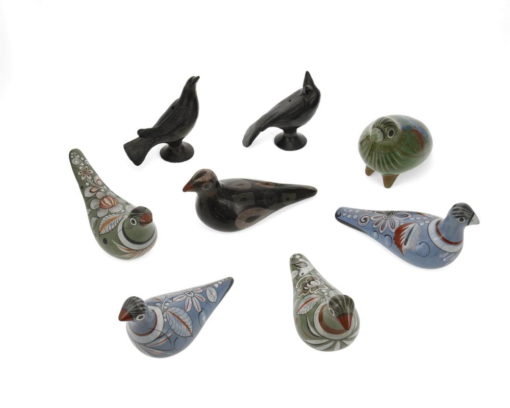 A GROUP OF POTTERY BIRD FIGURESA