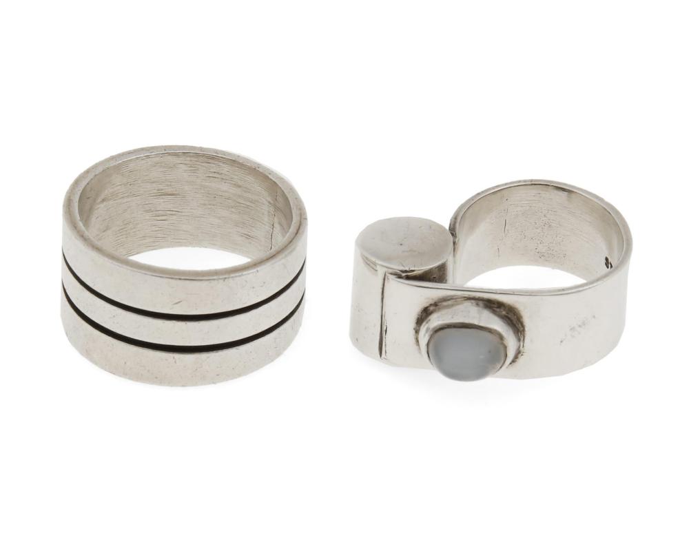 TWO MODERNIST SILVER RINGSTwo Modernist 3443c2