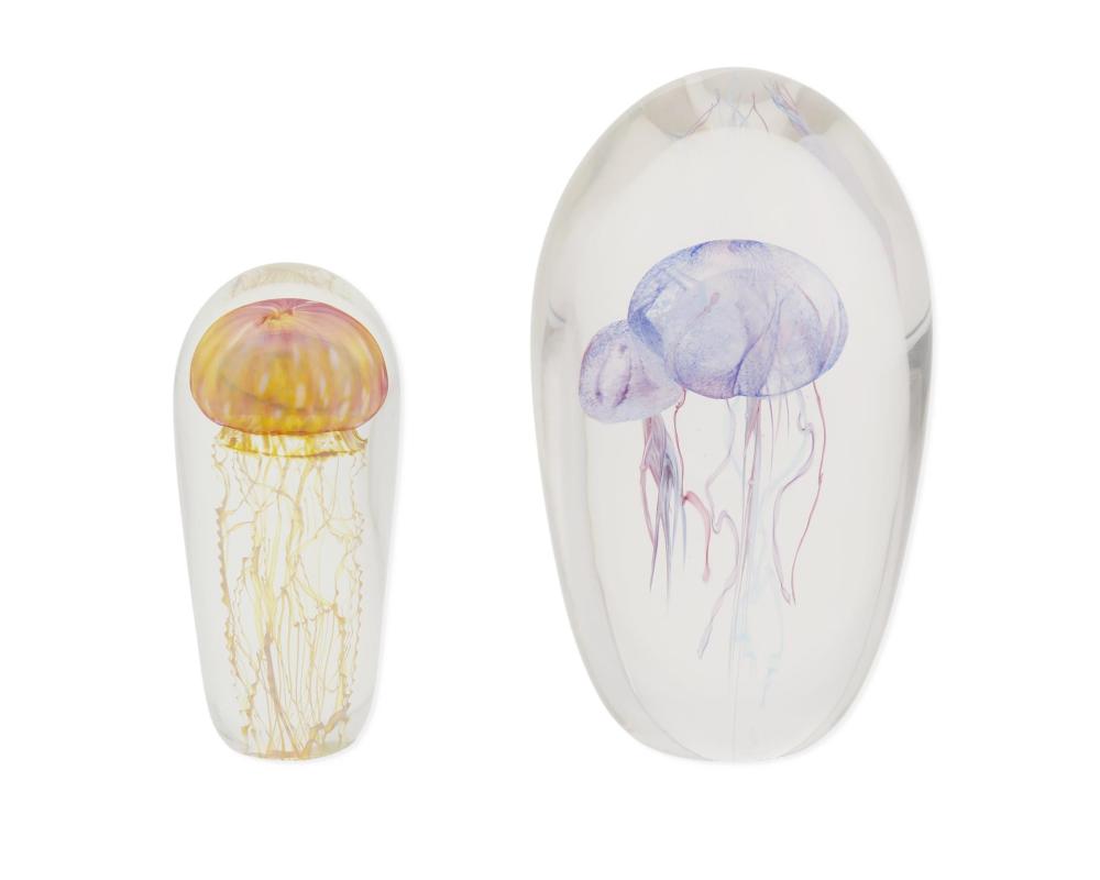 TWO ART GLASS JELLYFISH SCULPTURESTwo 3443ba