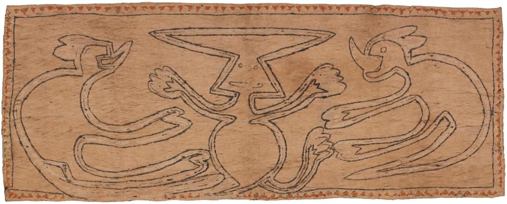 AN AMAZONIAN BARK CLOTH PAINTINGAn