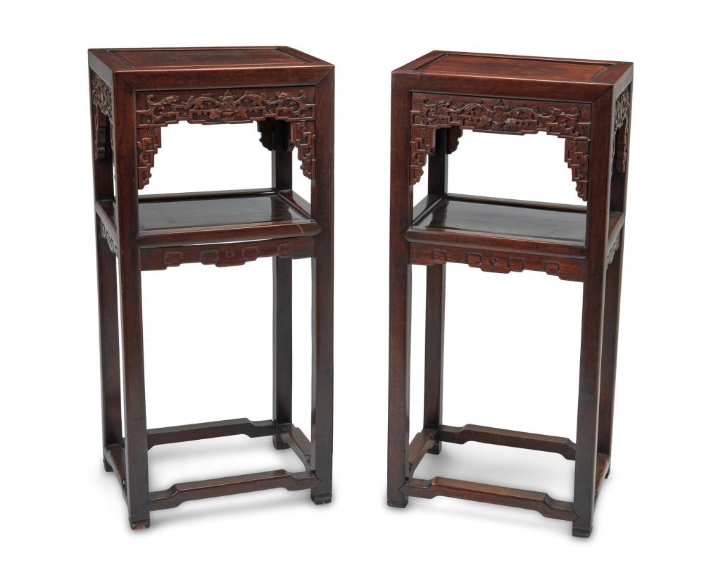A PAIR OF CHINESE CARVED WOOD STANDSA 3444e0