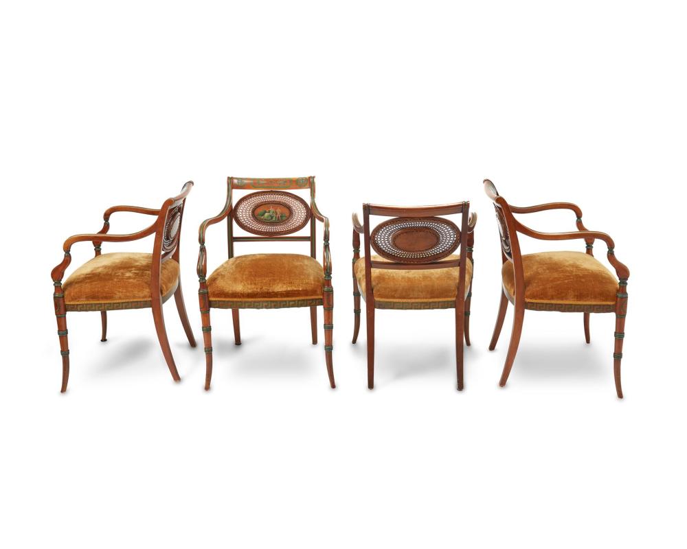 A SET OF SHERATON REVIVAL ARMCHAIRSA 34453d