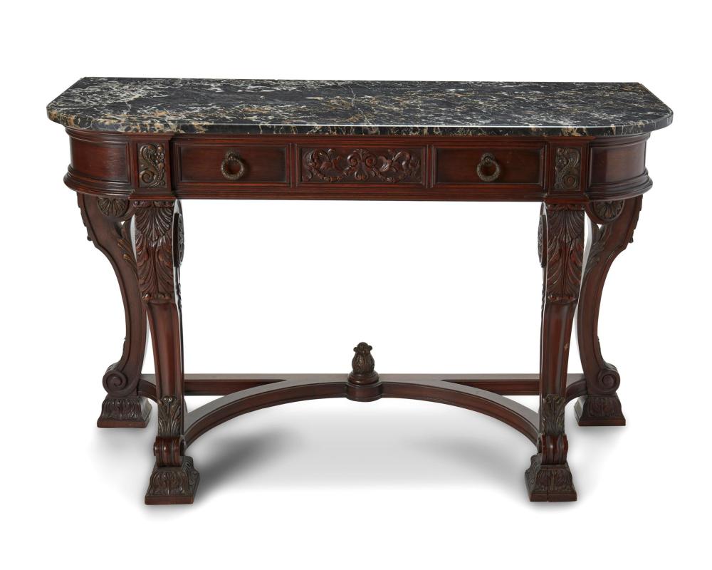 A CARVED WOOD CONSOLE TABLEA carved