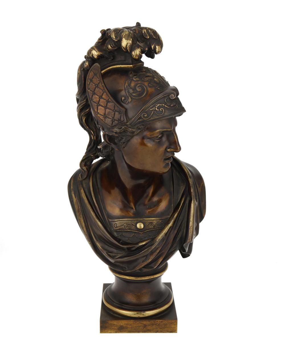 A FRENCH BRONZE BUST OF MERCURYA