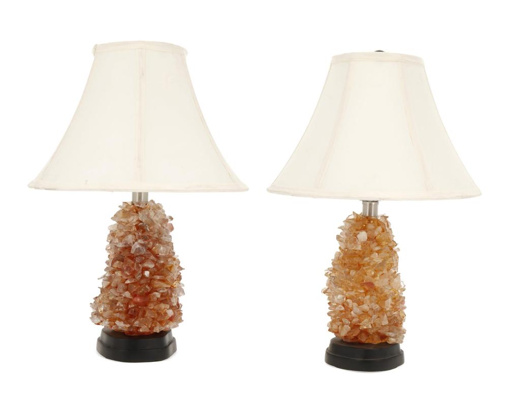 A PAIR OF ROCK CRYSTAL TABLE LAMPSA