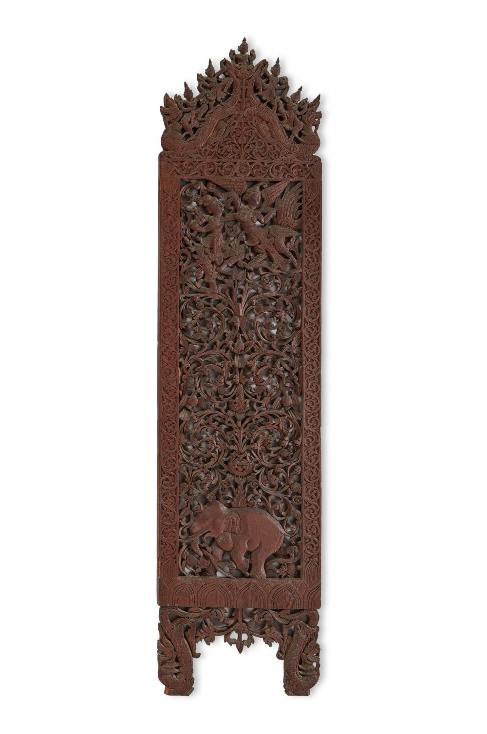 A THAI CARVED WOOD PANELA Thai 3445ea