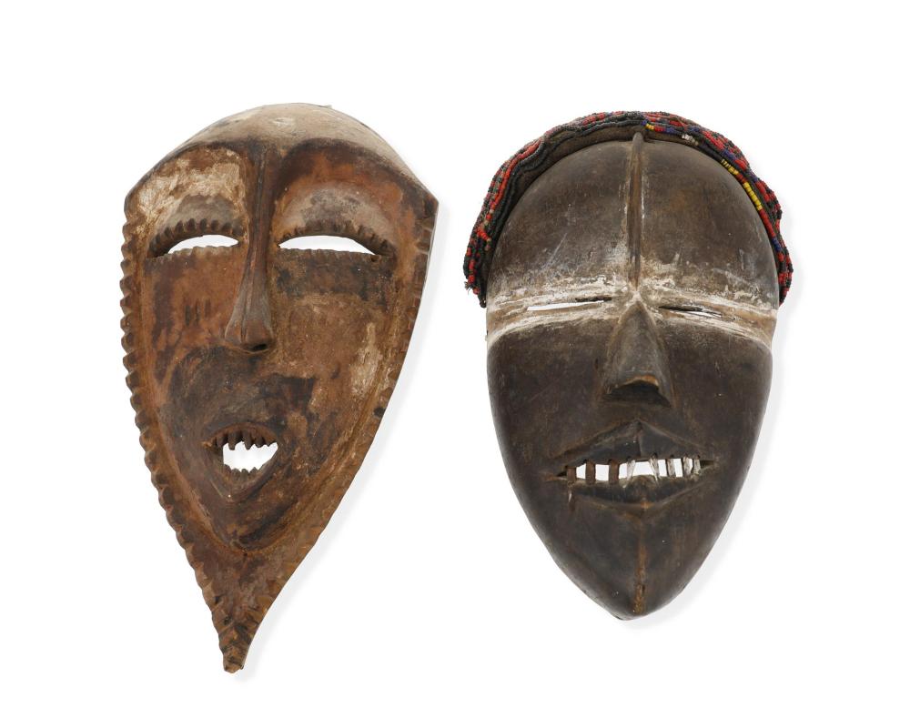 TWO AFRICAN CARVED WOOD FIGURAL