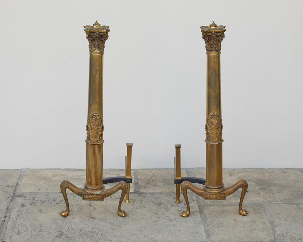 A PAIR OF FRENCH EMPIRE STYLE BRASS 34462d