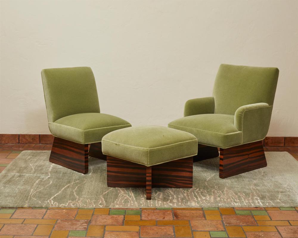 A PAIR OF FRENCH ART DECO MOHAIR