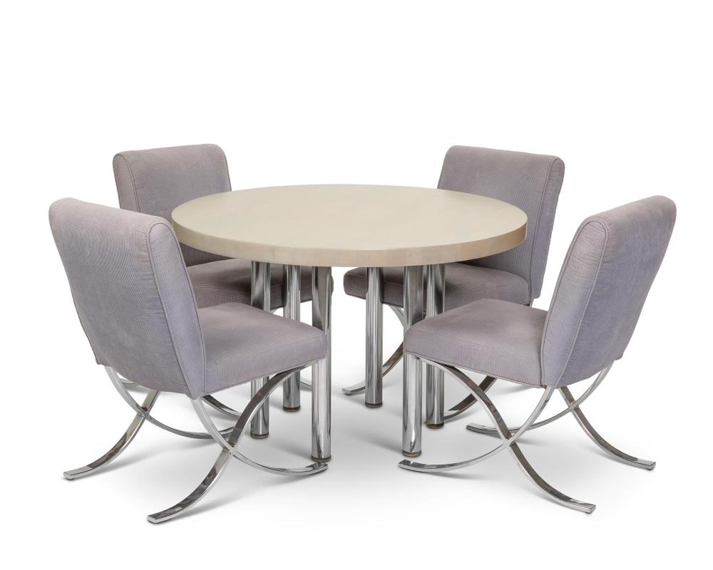 A MODERN ROUND GAME TABLE WITH