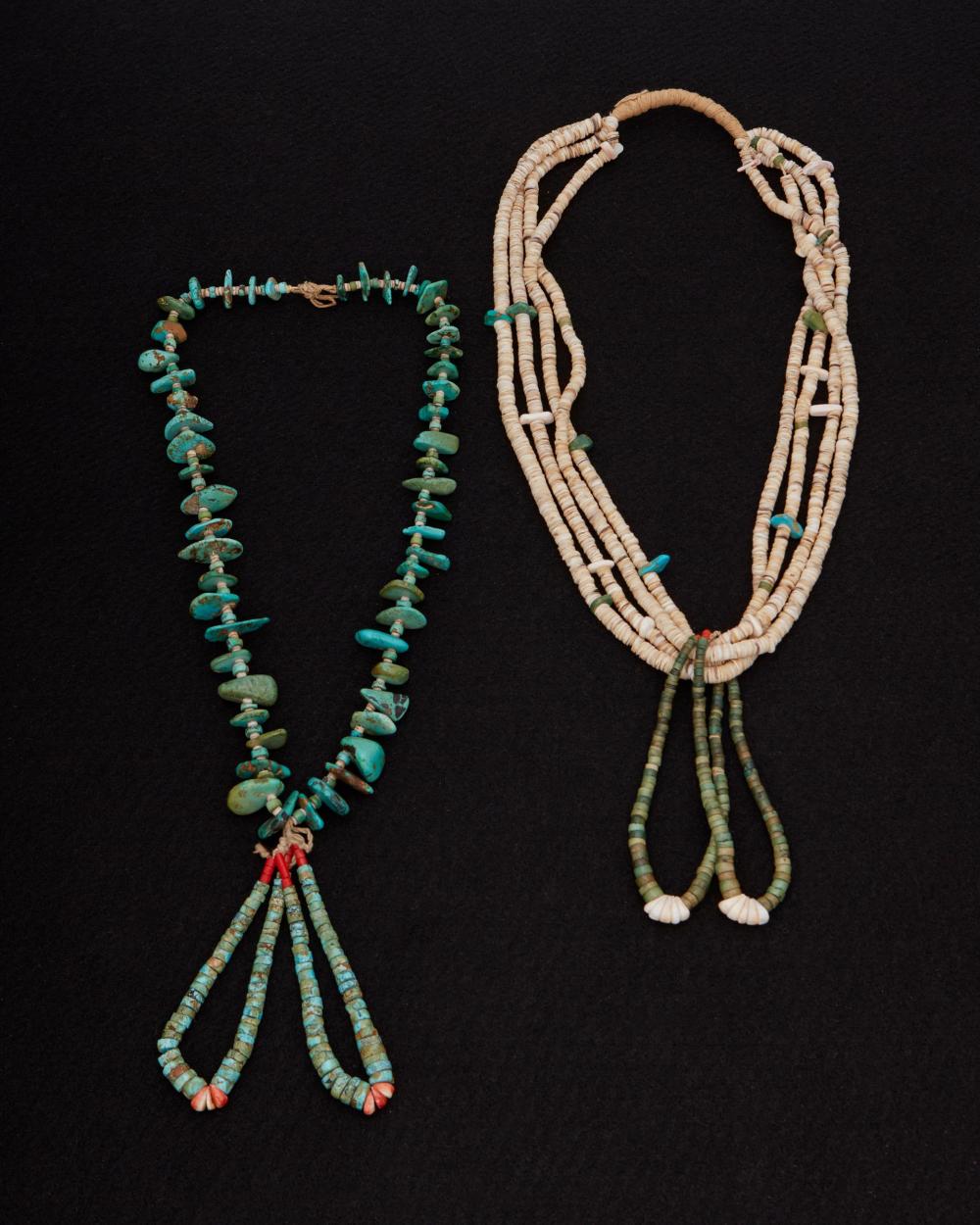 TWO PUEBLO NECKLACES WITH ATTACHED 3446be