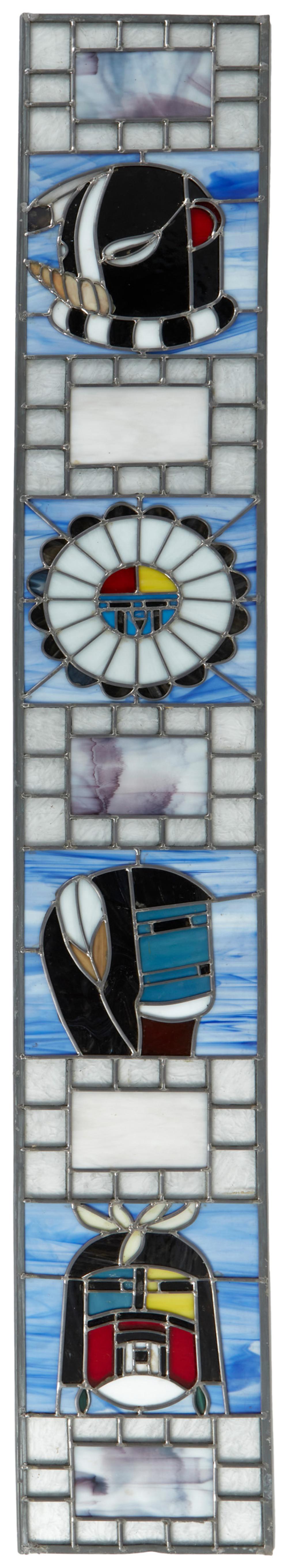 A CUSTOM LEADED GLASS HOPI STYLE 3447b1