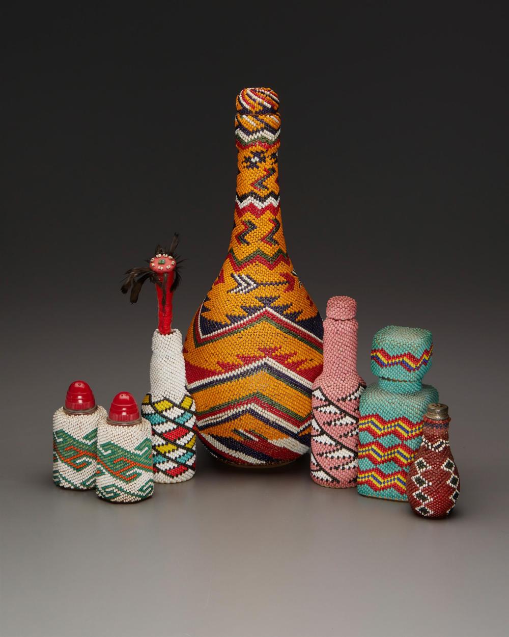 A GROUP OF PAIUTE BEADED BOTTLESA 3447bc