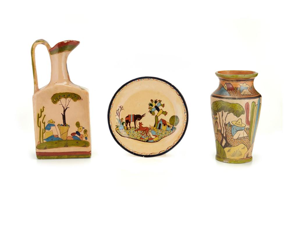 THREE TLAQUEPAQUE CAMPESINO POTTERY