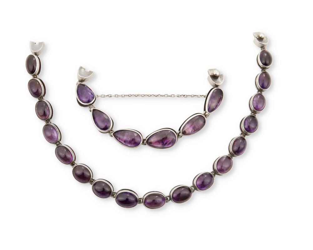 TWO ANTONIO PINEDA SILVER AND AMETHYST