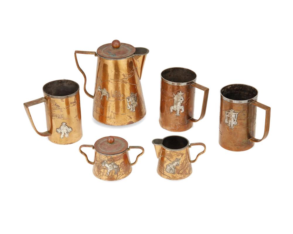 A VICTORIA COPPER COFFEE SERVICE,