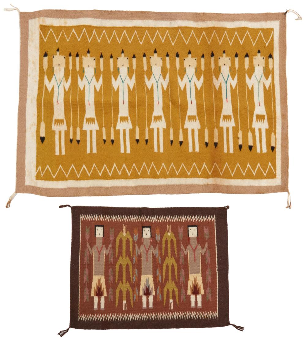 TWO NAVAJO YEI WEAVINGSTwo Navajo 34493f