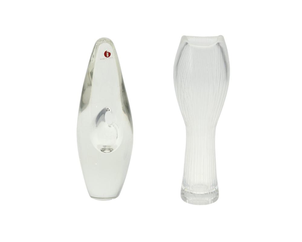 TWO ART GLASS VASES BY IITTALA