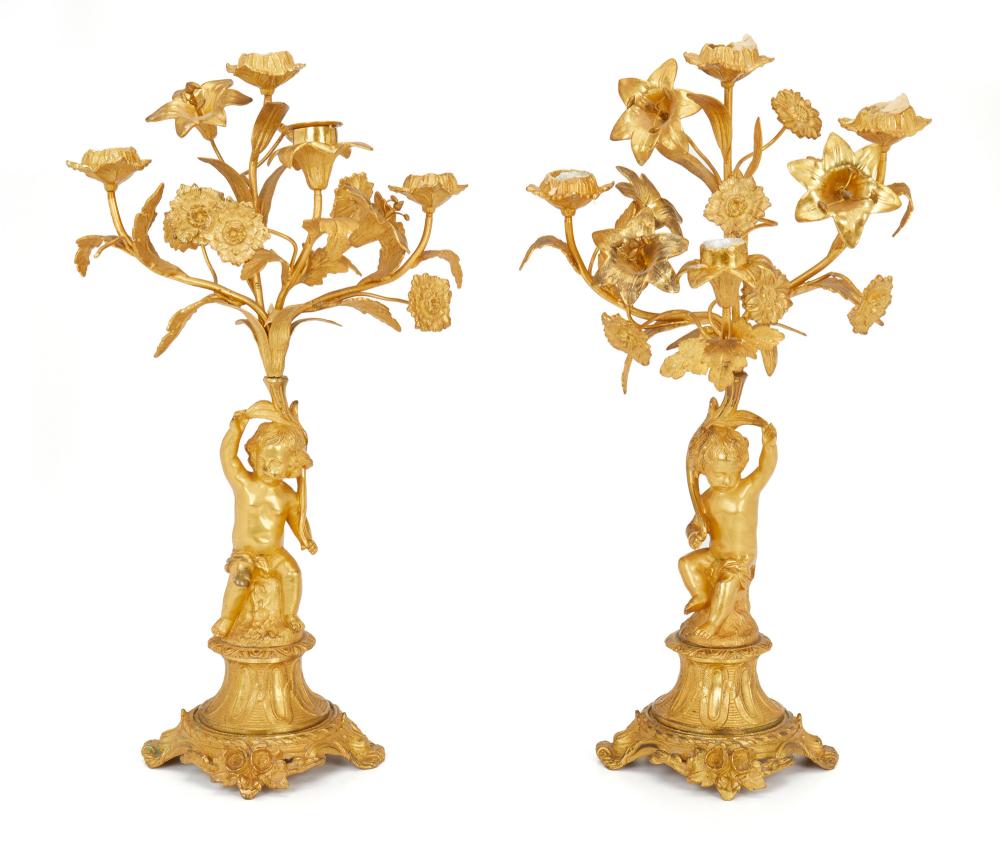 A PAIR OF GILT BRONZE CANDELABRAA 344a25