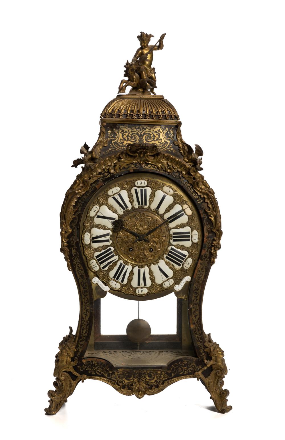 A LARGE FRENCH BOULLE MANTLE CLOCKA