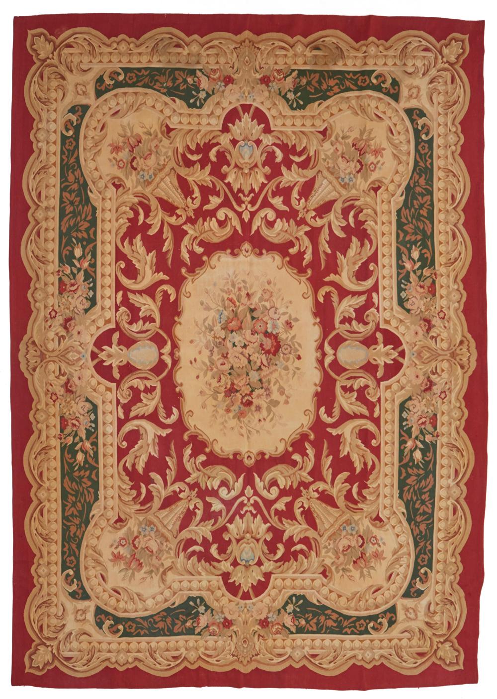 AN AUBUSSON TAPESTRY RUGAn Aubusson