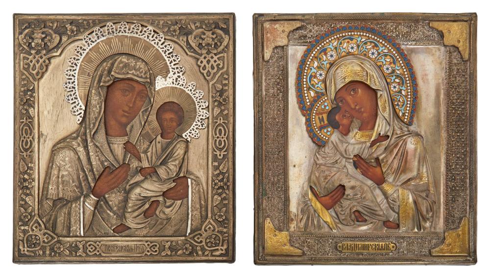 TWO RUSSIAN ICONS OF THE VIRGIN 344b1b