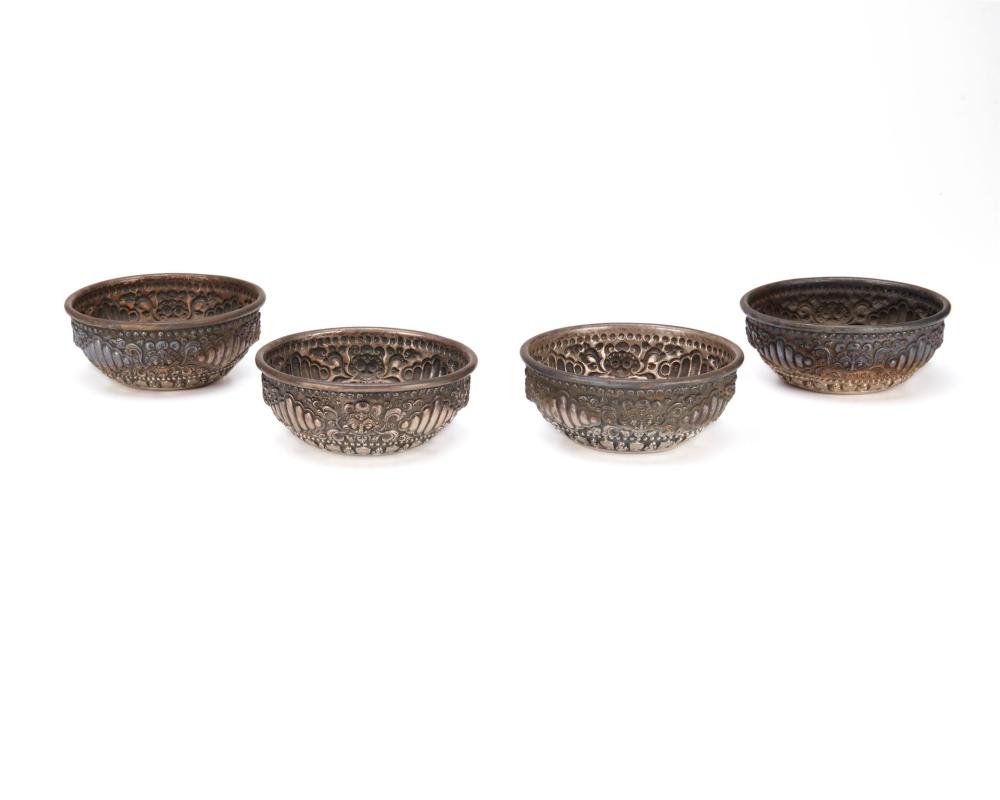 FOUR BURMESE 800 SILVER BOWLSFour 344b4a