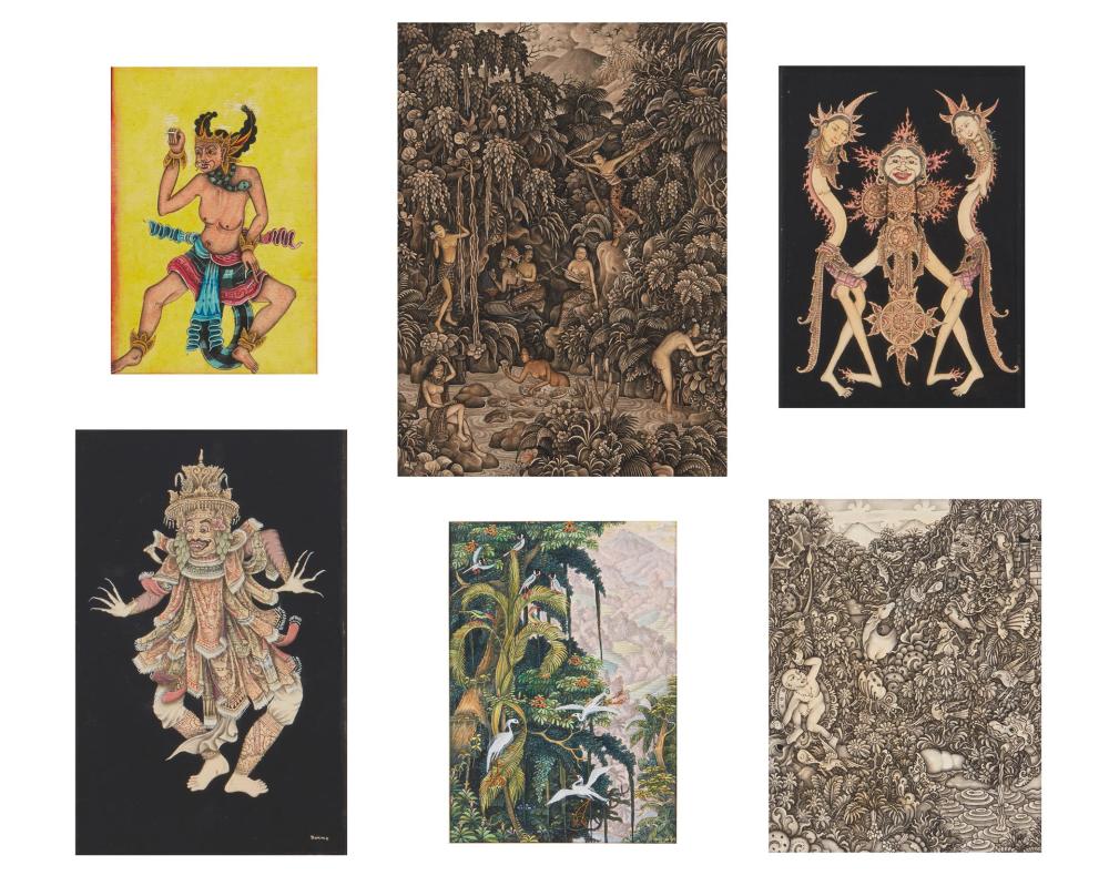 SIX BALINESE WORKS ON PAPERSix 344beb