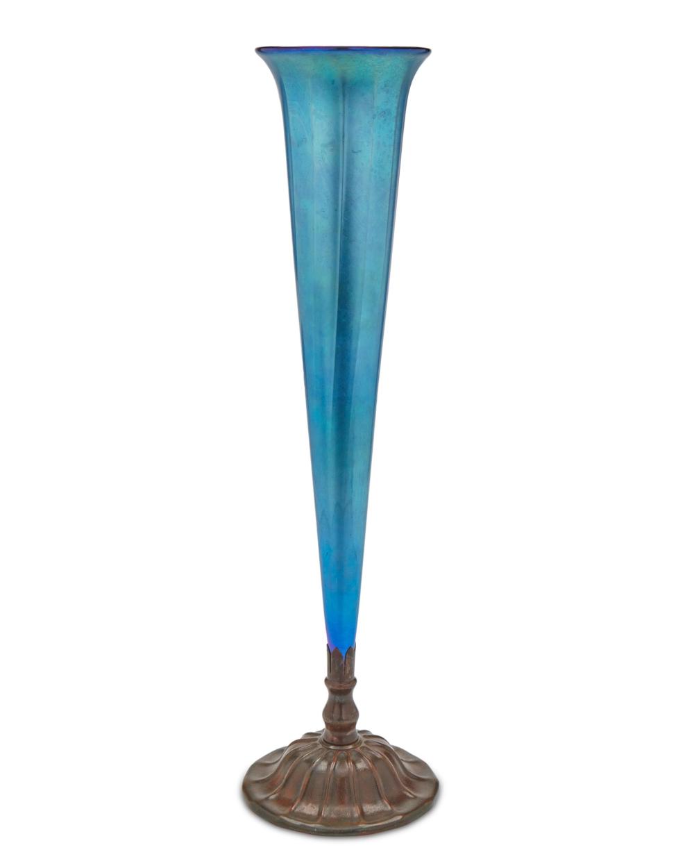 A L.C. TIFFANY BRONZE AND ART GLASS