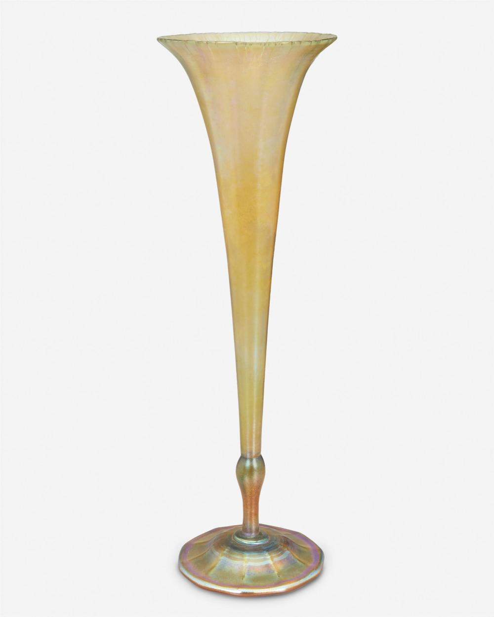 A L.C. TIFFANY FAVRILE GLASS TRUMPET