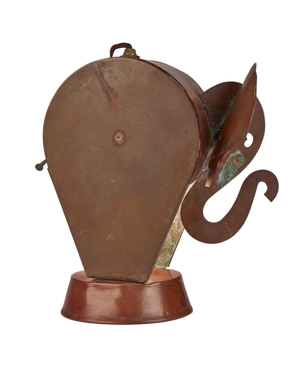 A COPPER ELEPHANT TABLE LAMPA copper