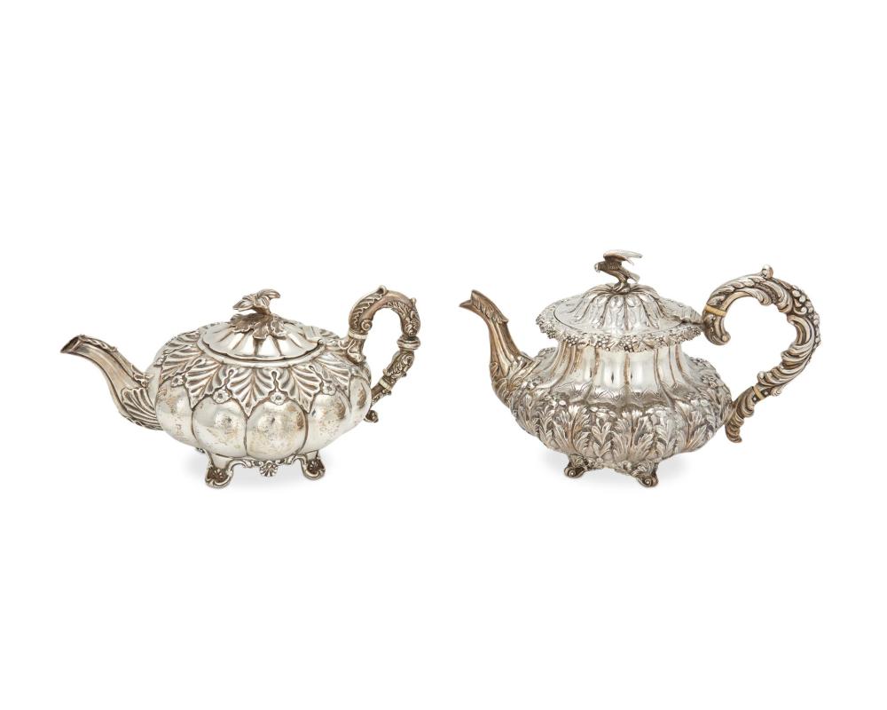 TWO ENGLISH STERLING SILVER TEAPOTSTwo 344ccf