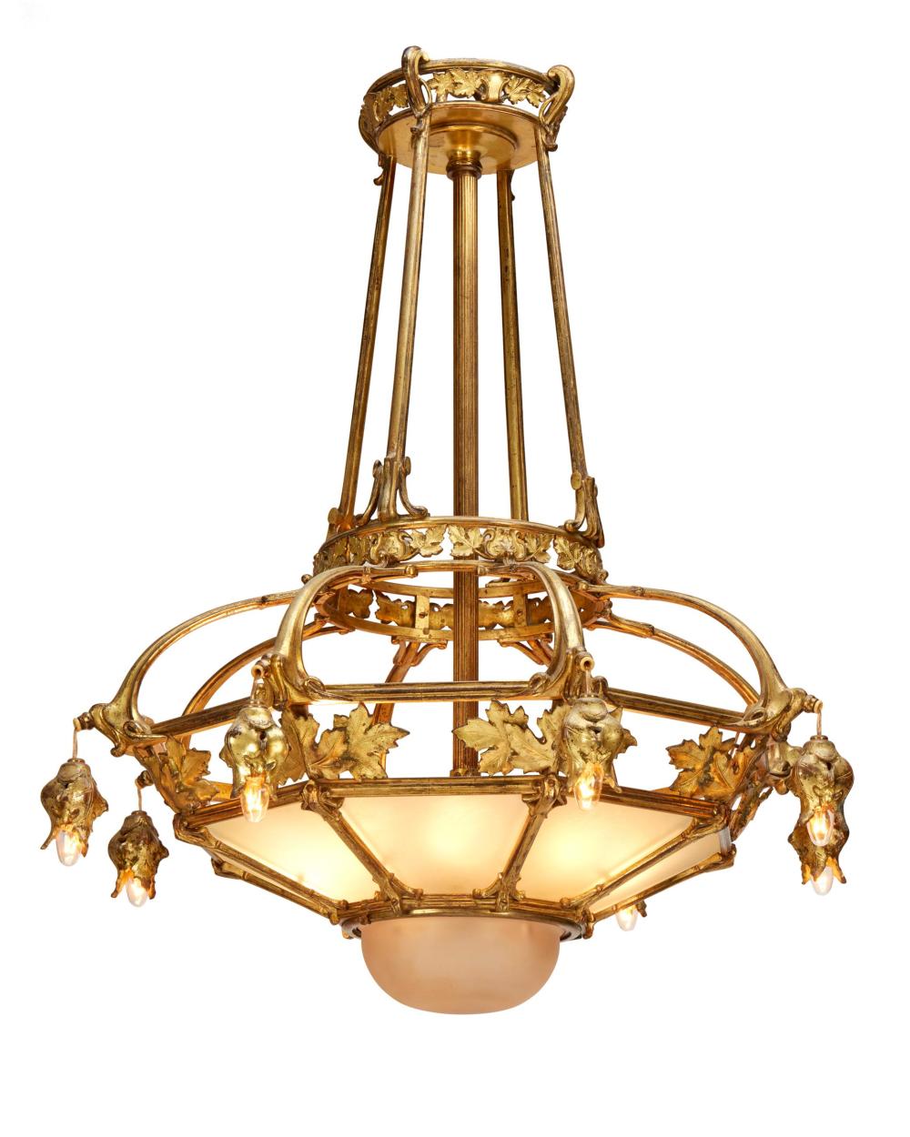 AN ART NOUVEAU GILT BRONZE CHANDELIERAn 344d39