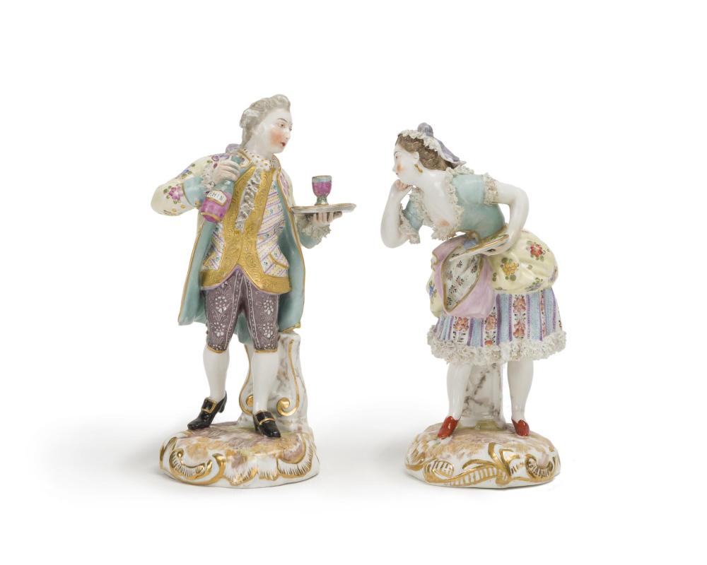 TWO MEISSEN STYLE STANDING FIGURESTwo 344d8e