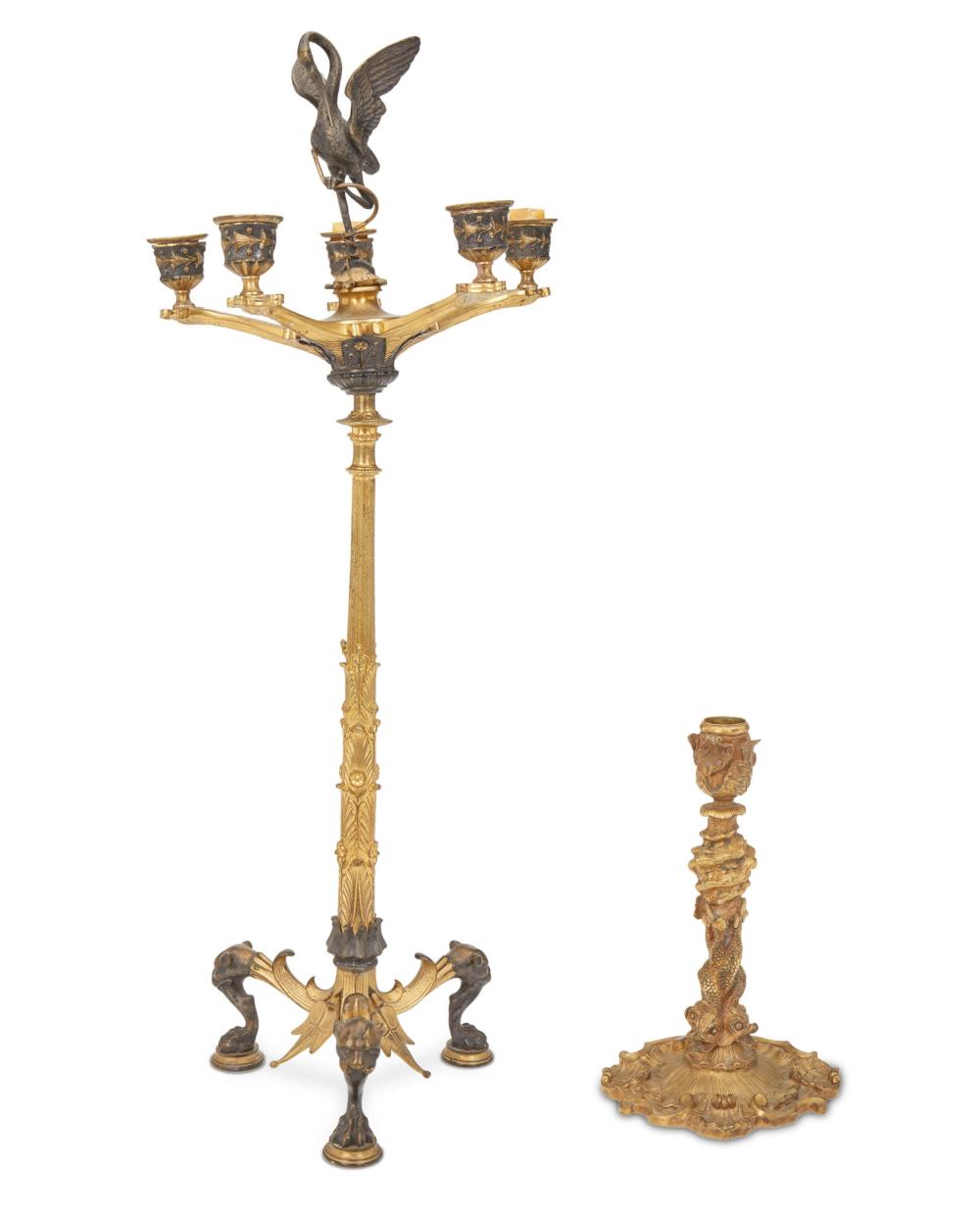 TWO FRENCH GILT BRONZE CANDLESTICKSTwo 344da6