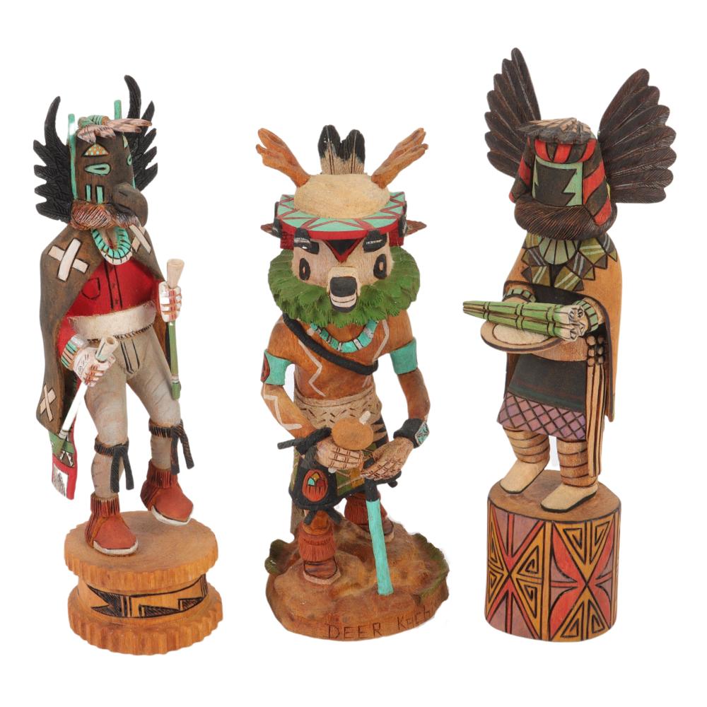 THREE HOPI NATIVE AMERICAN KACHINA 34502d