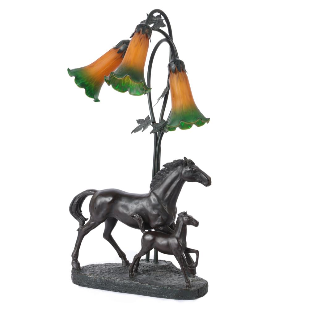 WESTERN LAMP WITH BLACK METAL HORSE 345048