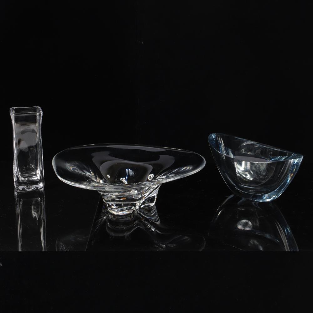 THREE CRYSTAL ART GLASS VESSELS  3450d4