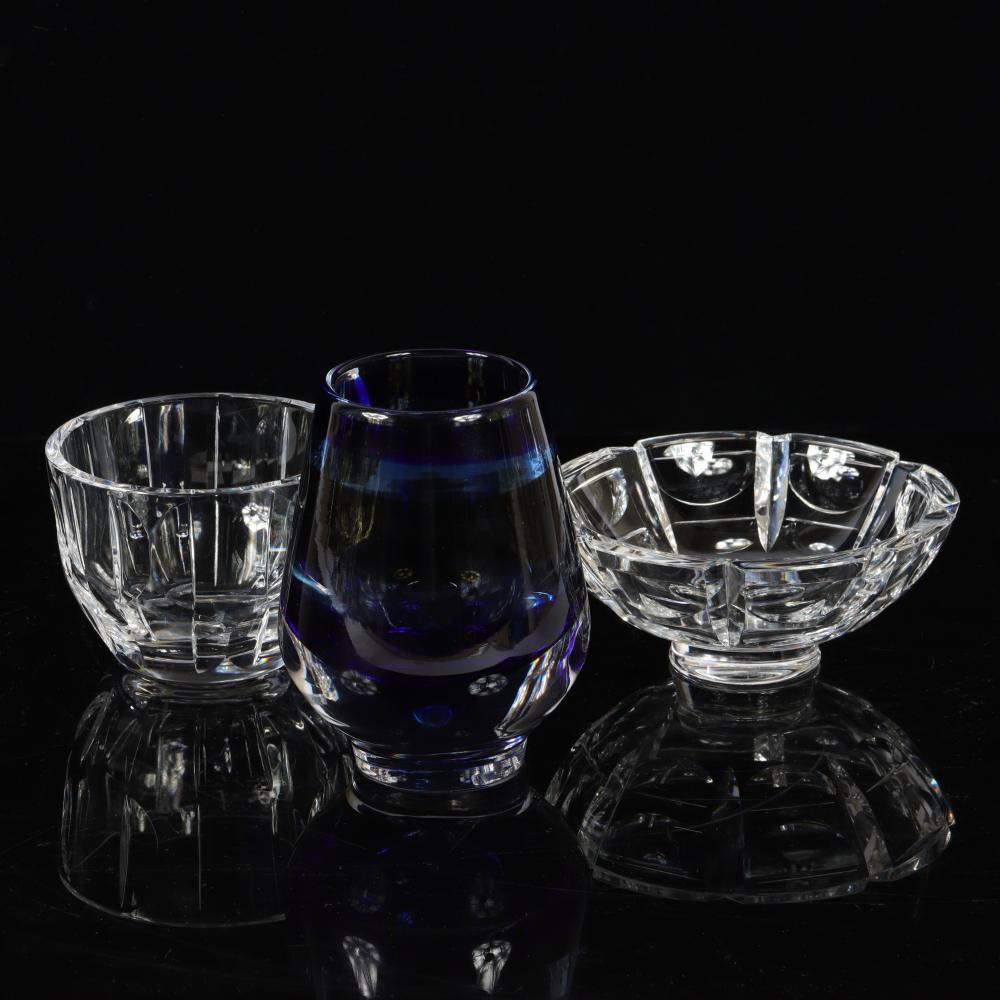 THREE ORREFORS CUT CRYSTAL BOWLS