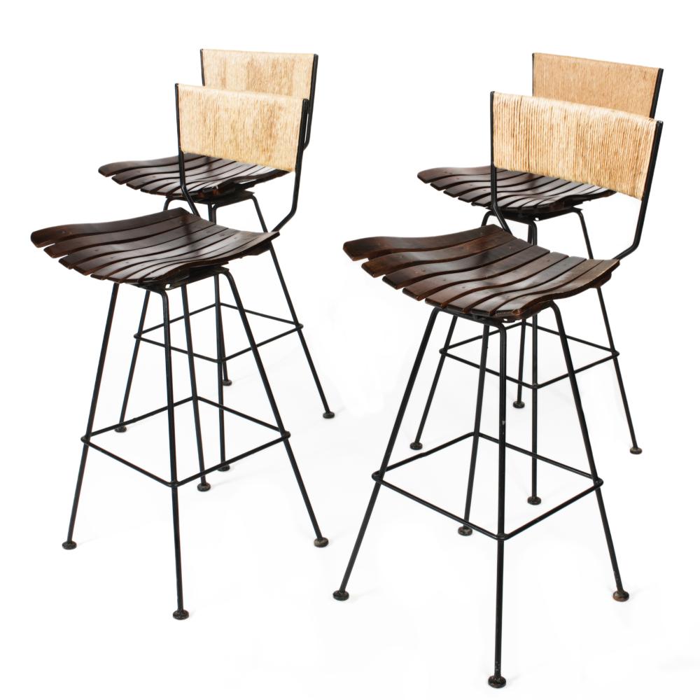 FOUR ARTHUR UMANOFF BAR CHAIRS WITH